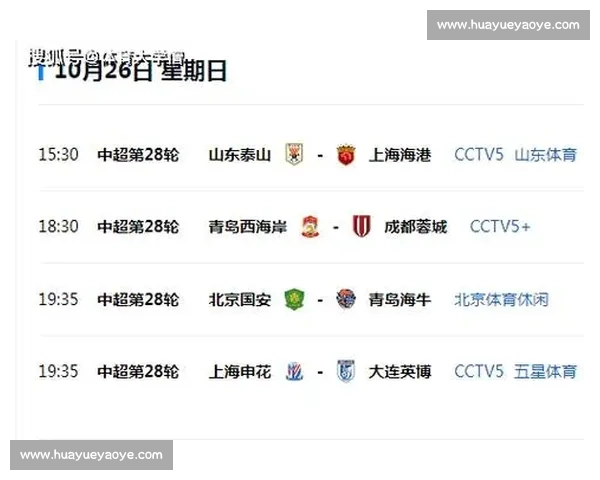 中超 28 轮央视直播：泰山 VS 海港改期午后，申花蓉城同日冲冠